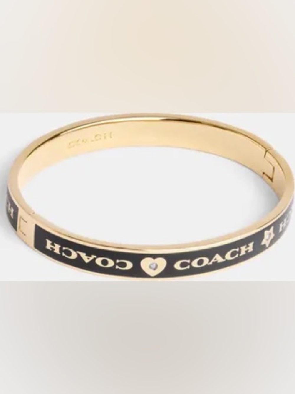 COACH | Black Enamel Heart and Star Bangle Bracelet NWT - Picture 2 of 2